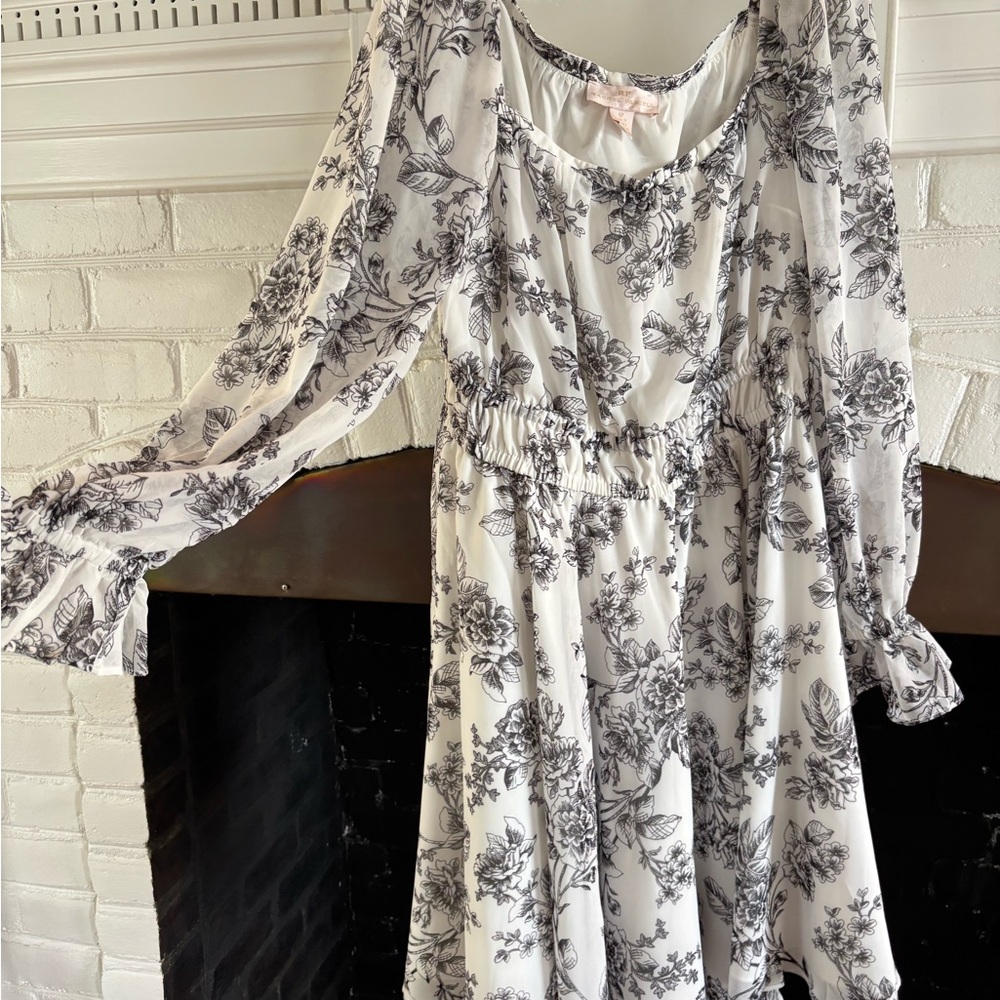Floral Black and White Kids Dress